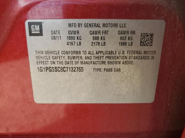 1G1PG5SC8C7132765 - 2012 CHEVROLET CRUZE LT RED photo 13