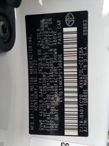 4T1G11AK9PU136806 - 2023 TOYOTA CAMRY SE NIGHT SHADE WHITE photo 12