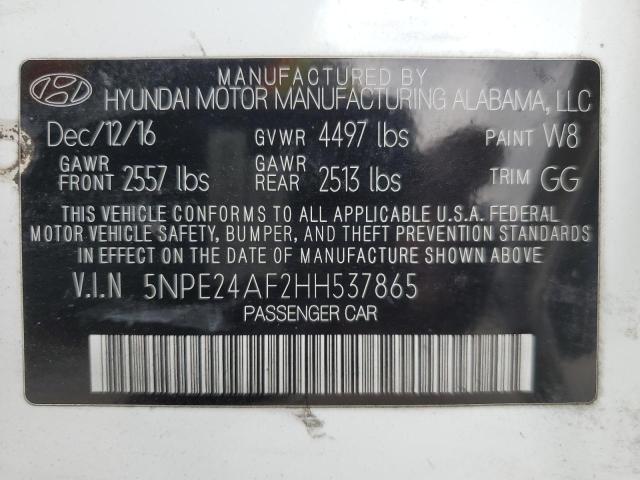 5NPE24AF2HH537865 - 2017 HYUNDAI SONATA SE WHITE photo 13