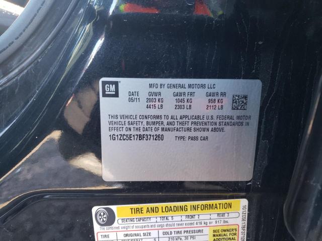 1G1ZC5E17BF371260 - 2011 CHEVROLET MALIBU 1LT Қара фото 12