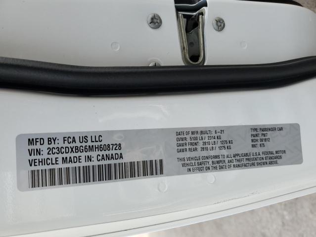 2C3CDXBG6MH608728 - 2021 DODGE CHARGER SXT WHITE photo 12