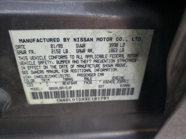 1N4DL01DXXC191791 - 1999 NISSAN ALTIMA XE BROWN photo 12