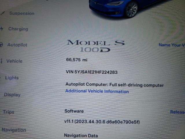 5YJSA1E21HF224283 - 2017 TESLA MODEL S ლურჯი ფოტო 9