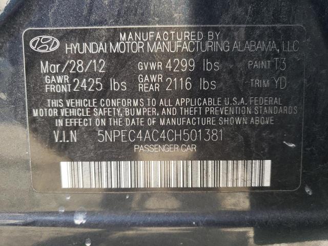 5NPEC4AC4CH501381 - 2012 HYUNDAI SONATA SE BLUE photo 12