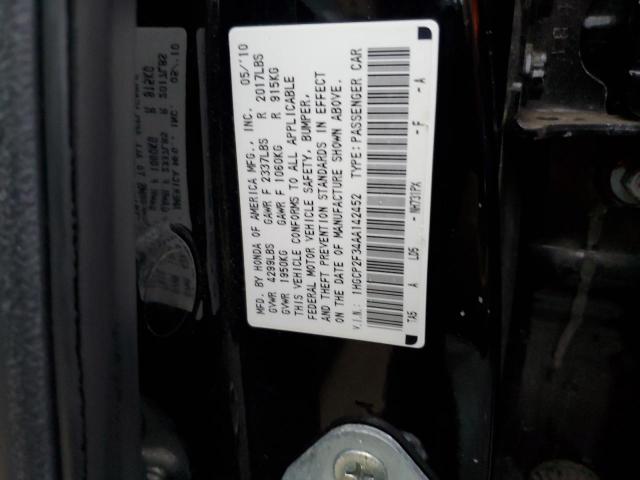 1HGCP2F34AA142452 - 2010 HONDA ACCORD LX BLACK photo 12