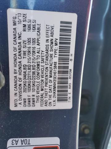 2HKRM4H35EH615848 - 2014 HONDA CR-V LX BLUE photo 13