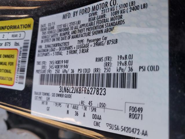 3LN6L2JK8FR627823 - 2015 LINCOLN MKZ BLACK photo 12