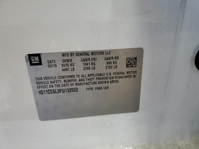 1G11C5SL3FU132552 - 2015 CHEVROLET MALIBU 1LT 白色 照片 12