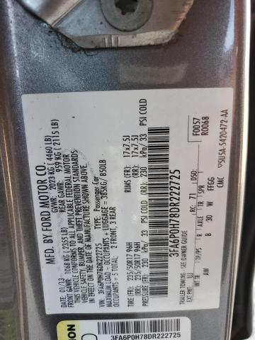 3FA6P0H78DR222725 - 2013 FORD FUSION SE CHARCOAL photo 12