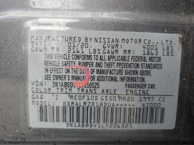 3N1AB8DV1LY206525 - 2020 NISSAN SENTRA SR GRAY photo 13