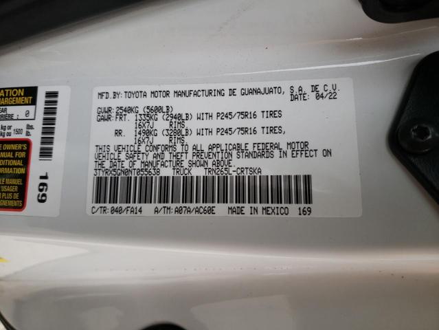 3TYRX5GN0NT055638 - 2022 TOYOTA TACOMA ACCESS CAB თეთრი ფოტო 12