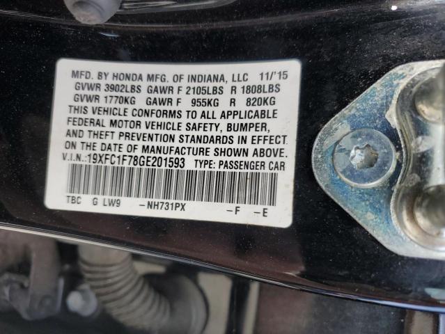 19XFC1F78GE201593 - 2016 HONDA CIVIC EXL შავი ფოტო 13