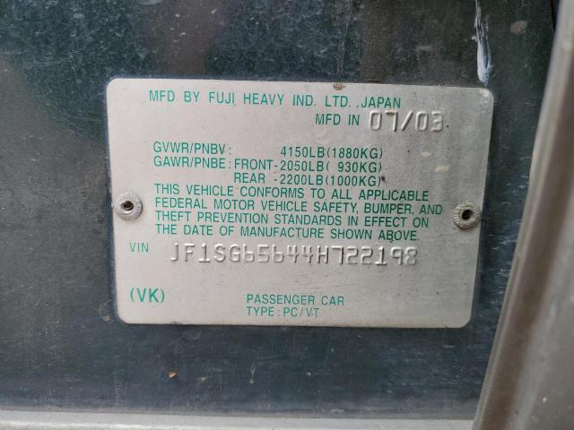 JF1SG65644H722198 - 2004 SUBARU FORESTER 2.5XS Grün Foto 12