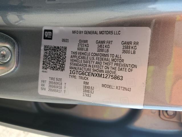 1GTG6CENXM1275863 - 2021 GMC CANYON ELEVATION GRAY photo 12