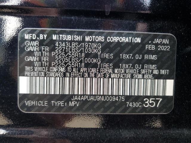 JA4APUAU9NU009475 - 2022 MITSUBISHI OUTLANDER ES BLACK photo 14