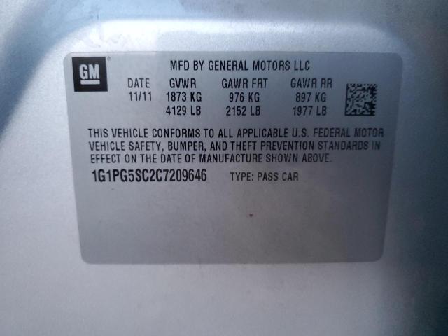 1G1PG5SC2C7209646 - 2012 CHEVROLET CRUZE LT SILVER photo 12