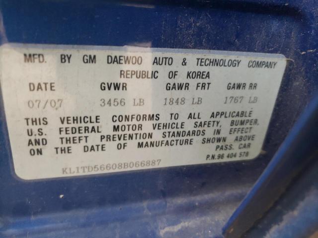 KL1TD56608B066887 - 2008 CHEVROLET AVEO BASE Mavi foto 13