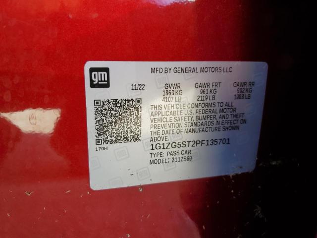 1G1ZG5ST2PF135701 - 2023 CHEVROLET MALIBU RS BURGUNDY photo 13