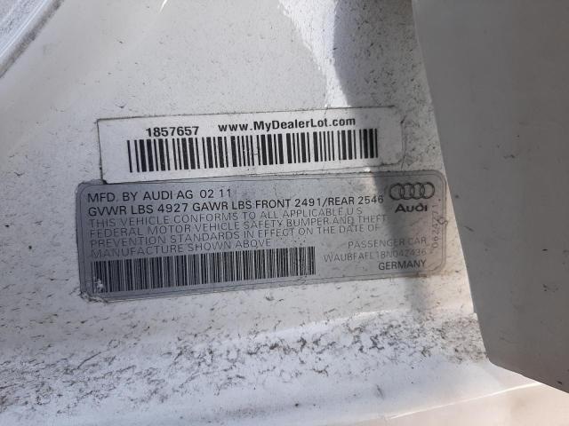 WAUBFAFL1BN042436 - 2011 AUDI A4 PREMIUM WHITE photo 12