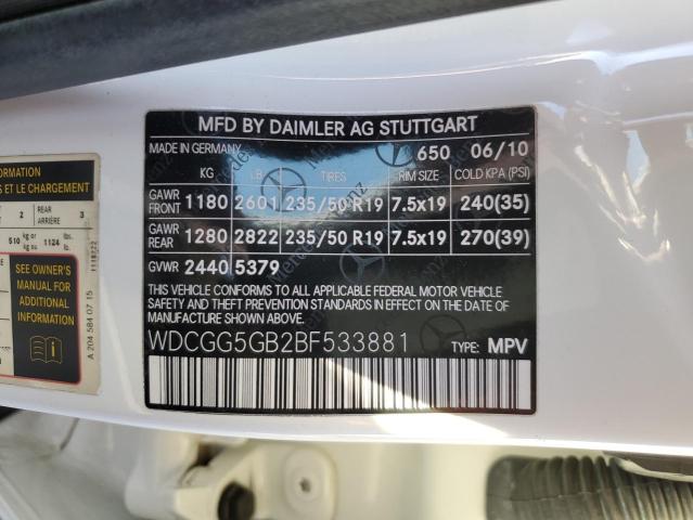 WDCGG5GB2BF533881 - 2011 MERCEDES-BENZ GLK 350 WHITE photo 13