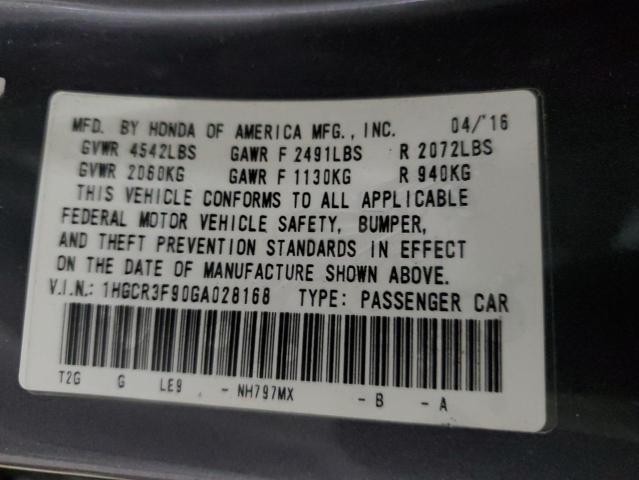 1HGCR3F90GA028168 - 2016 HONDA ACCORD TOURING SILVER photo 13