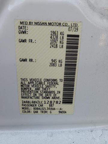 1N4BL4BV2LC128782 - 2020 NISSAN ALTIMA S WHITE photo 13