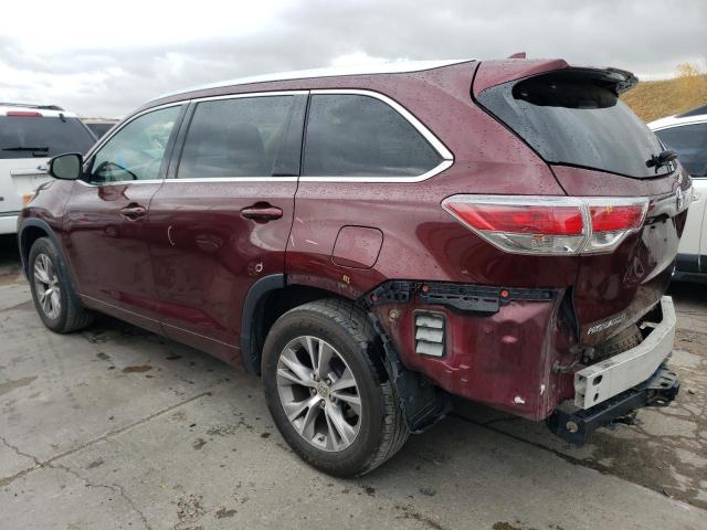 5TDJKRFH7FS124742 - 2015 TOYOTA HIGHLANDER XLE MAROON photo 2