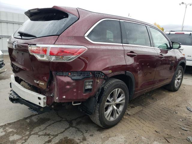 5TDJKRFH7FS124742 - 2015 TOYOTA HIGHLANDER XLE MAROON photo 3