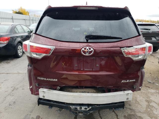 5TDJKRFH7FS124742 - 2015 TOYOTA HIGHLANDER XLE MAROON photo 6