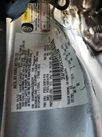 3FAHP0GA5CR386289 - 2012 FORD FUSION S SILVER photo 13