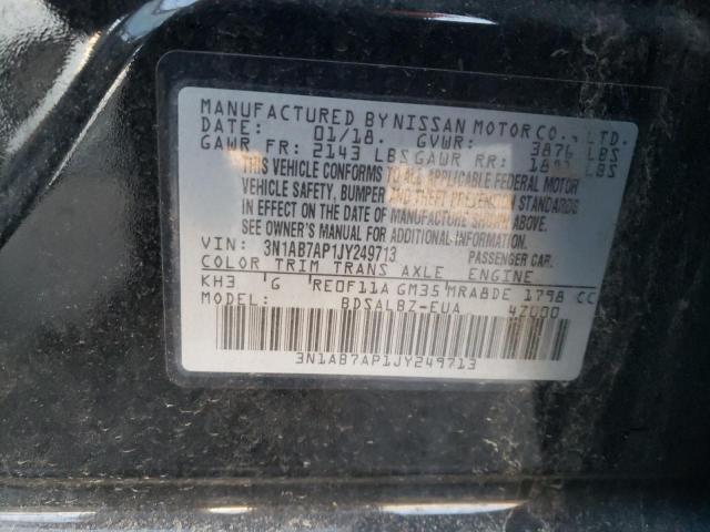 3N1AB7AP1JY249713 - 2018 NISSAN SENTRA S BLACK photo 13