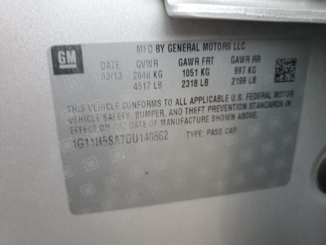 1G11H5SA7DU140862 - 2013 CHEVROLET MALIBU LTZ ვერცხლისფერი ფოტო 13