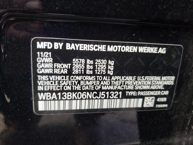 WBA13BK06NCJ51321 - 2022 BMW M550XI BLACK photo 12
