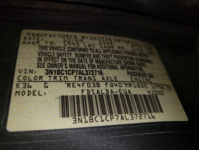 3N1BC1CP7AL372716 - 2010 NISSAN VERSA S GRAY photo 12