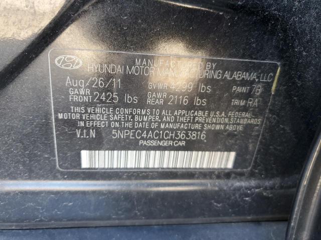 5NPEC4AC1CH363816 - 2012 HYUNDAI SONATA SE BLACK photo 13