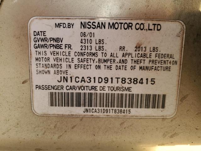 JN1CA31D91T838415 - 2001 NISSAN MAXIMA GXE GOLD photo 12