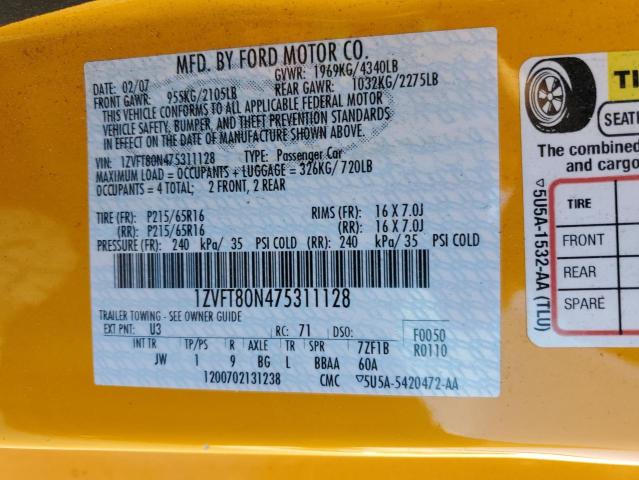 1ZVFT80N475311128 - 2007 FORD MUSTANG ORANGE photo 13