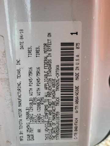 5TFRX5GNXJX118759 - 2018 TOYOTA TACOMA ACCESS CAB Ақ фото 12