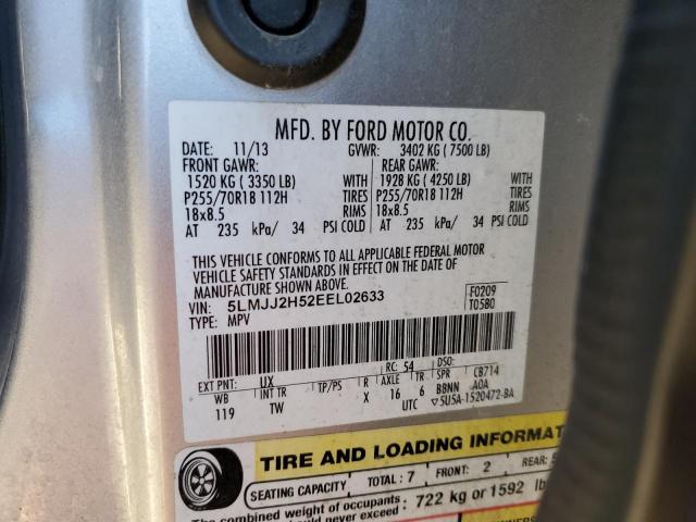 5LMJJ2H52EEL02633 - 2014 LINCOLN NAVIGATOR ვერცხლისფერი ფოტო 13