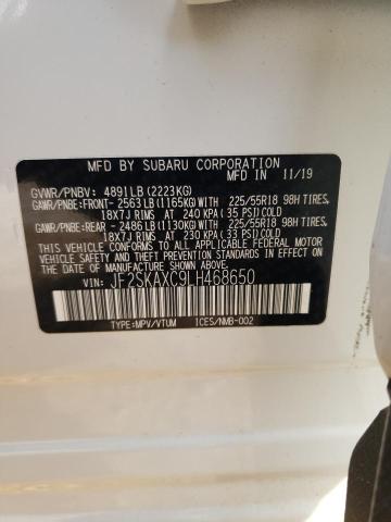 JF2SKAXC9LH468650 - 2020 SUBARU FORESTER TOURING 白色 照片 12