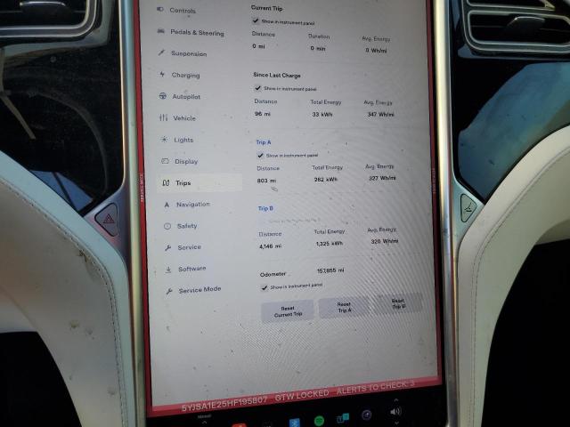 5YJSA1E25HF195807 - 2017 TESLA MODEL S ნაცრისფერი ფოტო 9