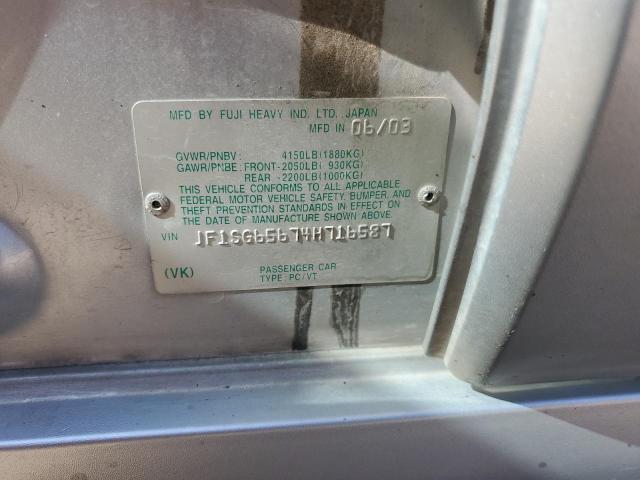 JF1SG65674H716587 - 2004 SUBARU FORESTER 2.5XS Сріблястий фото 12