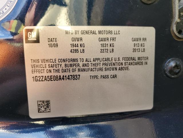 1G2ZA5E08A4147837 - 2010 PONTIAC G6 BLUE photo 12