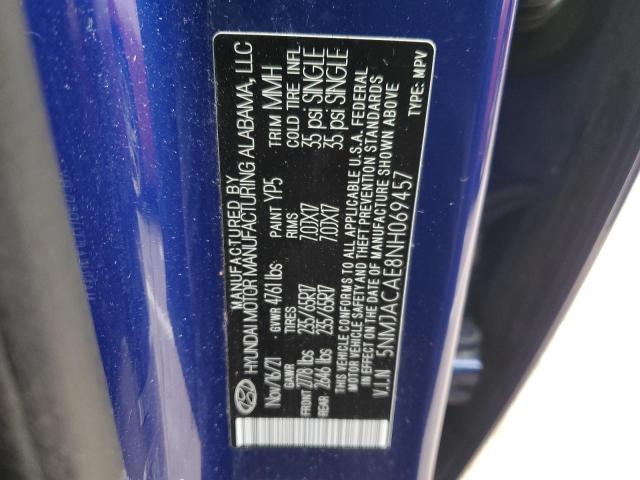 5NMJACAE8NH069457 - 2022 HYUNDAI TUCSON SE BLUE photo 12