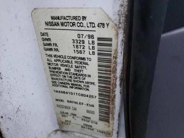 1N4AB41D1TC804257 - 1996 NISSAN SENTRA E WHITE photo 12