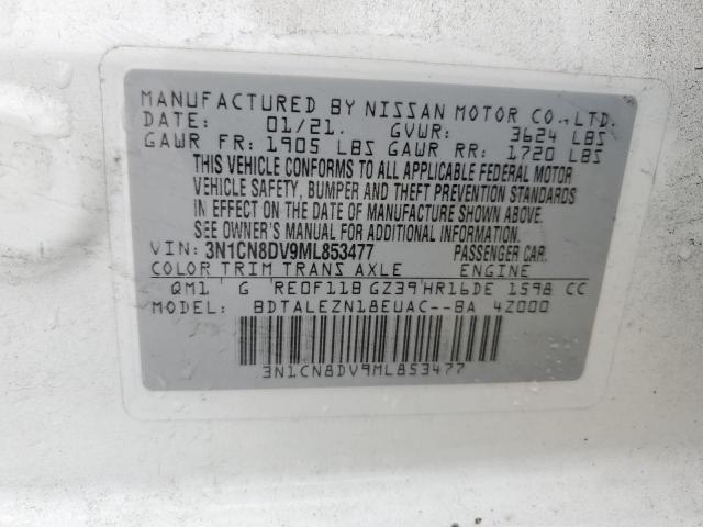 3N1CN8DV9ML853477 - 2021 NISSAN VERSA S WHITE photo 13