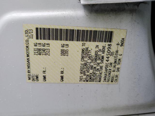 1N4AA5AP0EC445098 - 2014 NISSAN MAXIMA S WHITE photo 12