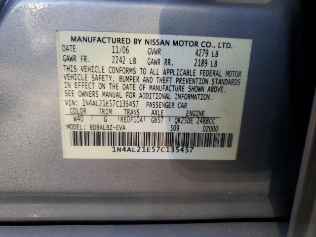 1N4AL21E57C135457 - 2007 NISSAN ALTIMA 2.5 SILVER photo 12