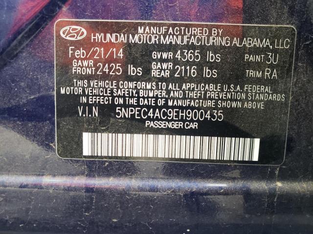 5NPEC4AC9EH900435 - 2014 HYUNDAI SONATA SE BLUE photo 12