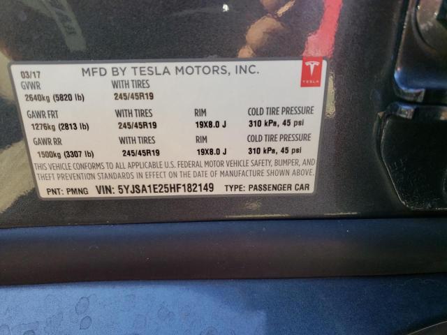 5YJSA1E25HF182149 - 2017 TESLA MODEL S 灰色 照片 13